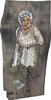 Овчинникова Анна. &laquo;Сахарок&raquo;. 2019. Доска, тушь, мозаика. 47&times;25 см.