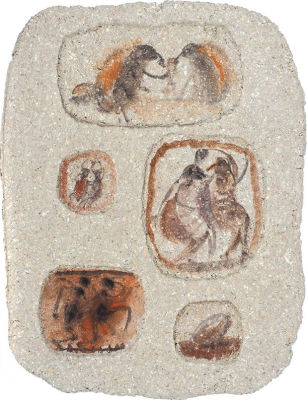 Овчинникова Мария. &laquo;Насекомая античность&raquo;. 2019. Картон ручной работы, темпера. 