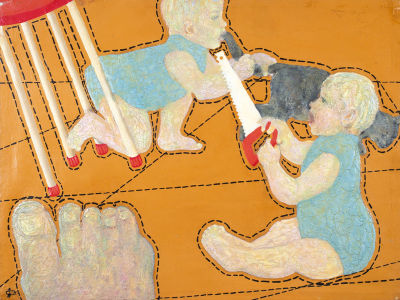 Платонова Екатерина. Диптих &laquo;Сто тысяч почему&raquo;. 2014. Холст, акрил, сахар. 