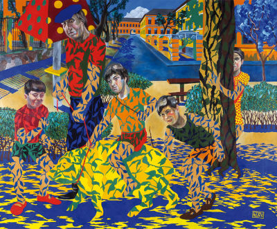 Плоткин Дмитрий. &laquo;Катание на свинье&raquo;. 2018. Холст, темпера. 100&times;120 см.