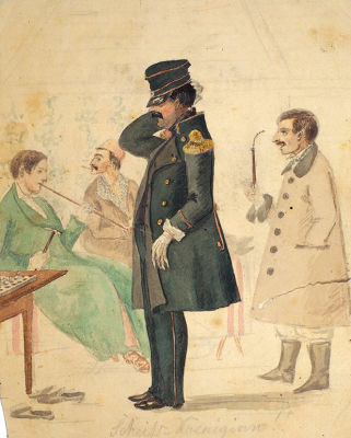 [Степанов Николай Александрович (1807-1877)] 19 рисунков-карикатур на деятелей русской 