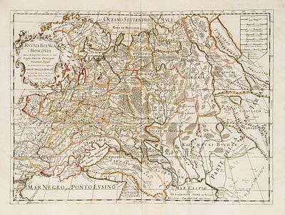 Карта Белой России, или Московии, разделенная Гильельмо Сансоном на царства, герцогства