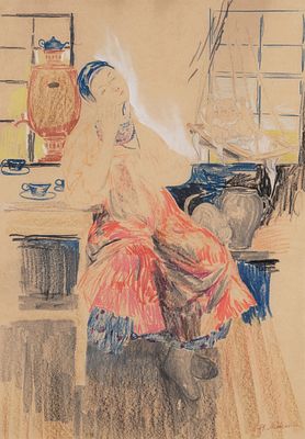 [Ностальгия по Родине] Малявин Филипп Андреевич (1869–1940) &laquo;В горнице&raquo;. 