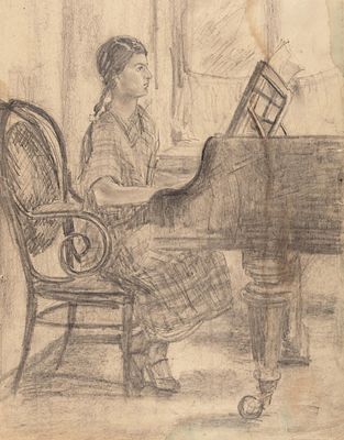 Пинус (Бухарова) Наталия Сергеевна (1901-1986) &laquo;Девочка за роялем&raquo;. 1923. 