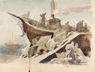 Пророков Борис Иванович (1911–1972) &laquo;Пушку грузят. Севастополь&raquo;. 1940-е. Бумага 