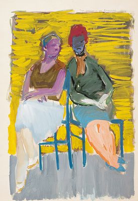 Корчемкин Лев Николаевич (1912–2001) &laquo;Подруги. Беседа&raquo;. Начало 1960-х. Бумага 