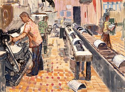 Комаров Евгений Иванович (1913–1995) &laquo;В стереотипном цехе типографии Правда&raquo;. 