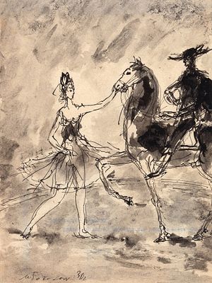 Соколов Михаил Ксенофонтович (1885–1947) &laquo;Наездник&raquo;. 1930. Бумага, тушь, перо 