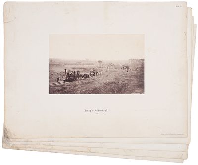 Подборка из пяти фотографий артиллерийский орудий фабрики Круппа. [Германия, 1870-е гг. Подб 