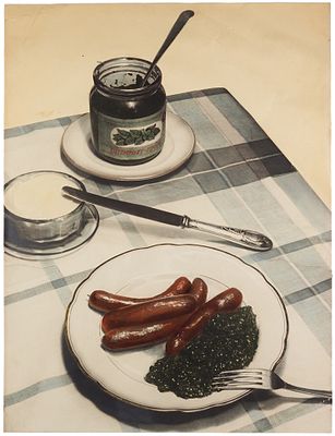 Ботов, В.П. Макет (фотоколлаж) плаката с рекламой шпинат-пюре. [М.: Союзторгреклама, конец 