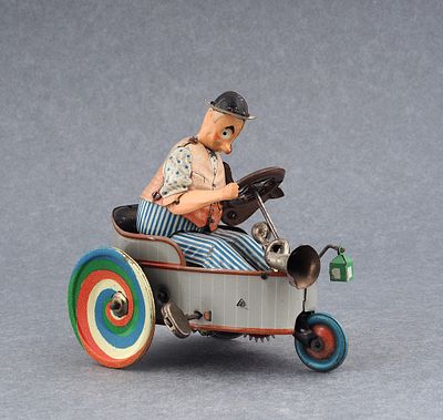 Заводная игрушка, трёхколёсная машинка Peter ER, № 503, фирмы Lehmann. Германия, 19. Заводна 