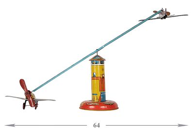 Заводная игрушка фирмы Marx &laquo;Sky Bird Flyer&raquo; (аэродром). США, 1930-1940-е. Заводная 