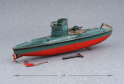 Заводная подводная лодка U-VII фирмы Bing. Германия, 1937-1940 . Заводная подводная лодка 