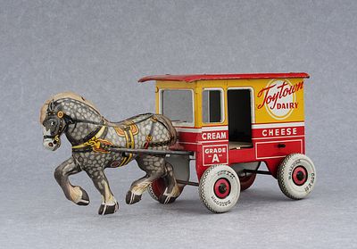 Заводная повозка с лошадью &laquo;Молочник&raquo; фирмы Louis Marx &amp; Co. США 