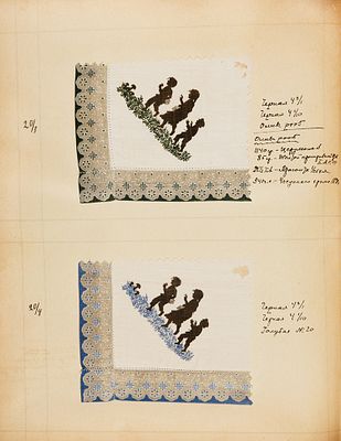 [116 образцов платков Морозовской мануфактуры] Альбом образцов: Платки набивные. М., 1890-е. 116 