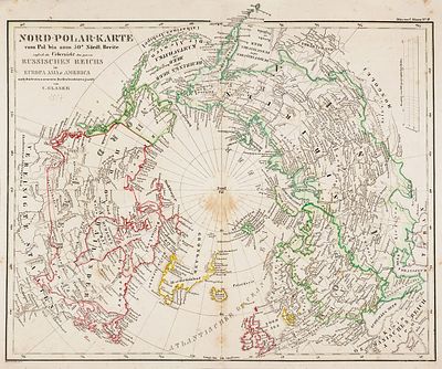 Карта Северного полюса от полюса до 50&deg; северной широты, также служащая 