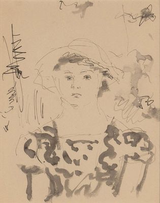 Софронова Антонина Фёдоровна (1892–1966) &laquo;Девушка в панамке&raquo;. 1930-е. Бумага 