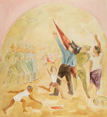 Короткова Нина Фёдоровна (1904–1999) Эскиз монументальной композиции. 1930-е — 1940-е. 