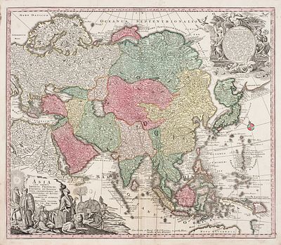 Карта: Азия со всеми империями, провинциями, государствами и островами / карт. 