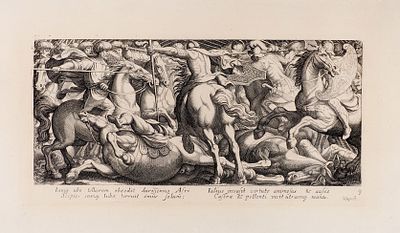 Подборка семи офортов батального жанра, выполненных по рисункам Антонио Темпесты. Западная 