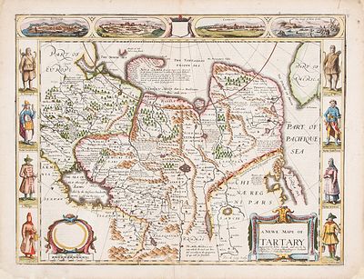 [Роскошно гравированная карта] Новая карта Тартарии историка Джона Спида. [A Newe Mape 
