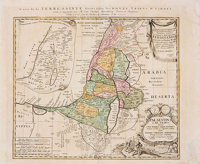 Карта Палестины, на 12 племен разделенной. [Palaestina in XII Tribus divisa, cum 