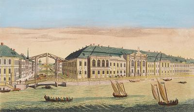 Гравюра: Вид старого Зимнего дворца. [На фр. яз.]. Париж: Basset, кон. XVIII&nbsp. Грав 