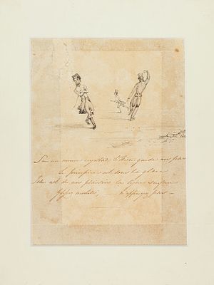 Рисунок неизвестного художника: Пушкин на коньках. Б.м., [1900-е гг. Рисунок неизвестного 