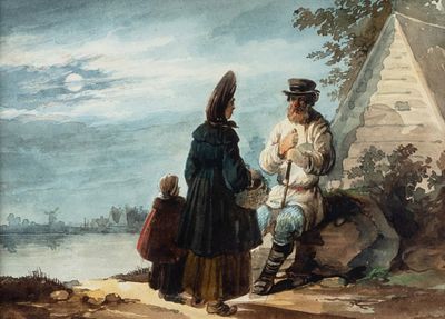 Кольман Карл Иванович (1786–1846) &laquo;Разговор&raquo;. 1820-е — 1830-е. Бумага 