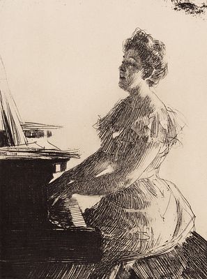 Цорн Андерс Леонард (Zorn Anders Leonard) (1860–1920) &laquo;За пианино&raquo;. 1890. 