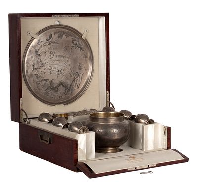 Набор для крюшона: чаша для крюшона, шесть чарок, поднос, разливная ложка, пластина 