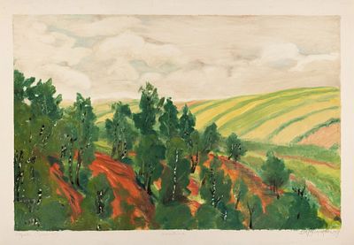 Кругликова Елизавета Сергеевна (1865–1941) &laquo;Обрыв. Тульская губерния&raquo;. 1917. Бумага 