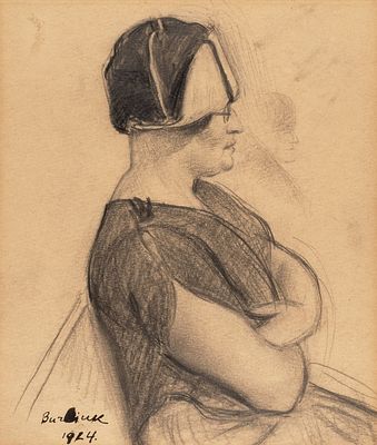 Бурлюк Давид Давидович (1882–1967) &laquo;Профильный портрет дамы в шапке&raquo;. 1924. 