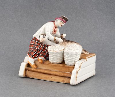 Набор для специй &laquo;Крестьянка, стригущая овцу&raquo;. Россия, село Лысцово Коломенского 