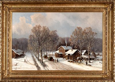 Экгорст Василий Ефимович (1831–1901) &laquo;Зима. У постоялого двора&raquo;. 1874. Холст 