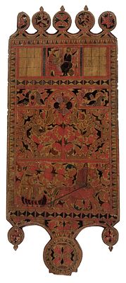 [Борецкая роспись] Лопаска северодвинской прялки. Русский Север, Архангельская губерния 