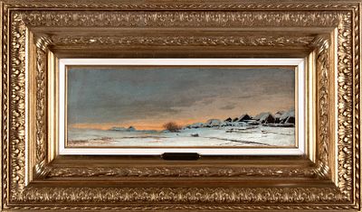 Дубовской Николай Никанорович (1859–1918) &laquo;Зима. Деревня. Закат&raquo;. 1880. Холст 