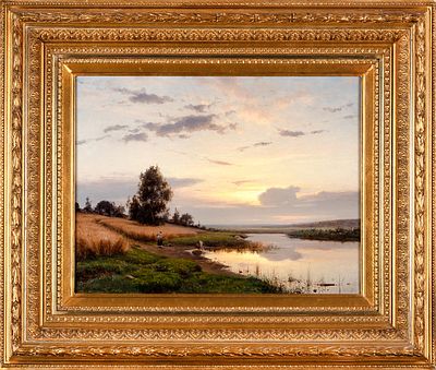 Крачковский Иосиф Евстафьевич (1854–1914) &laquo;Деревенский пейзаж с рекой&raquo;. 1894. 