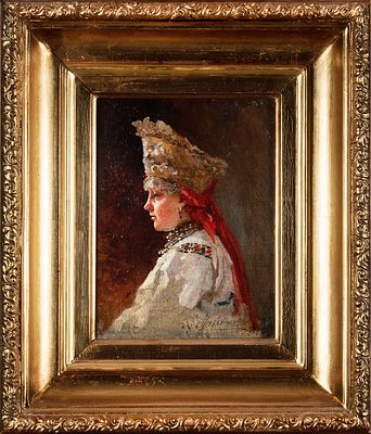 Максимов Алексей Федотович (1870–1942) &laquo;Боярышня&raquo;. 1899. Холст на картоне 