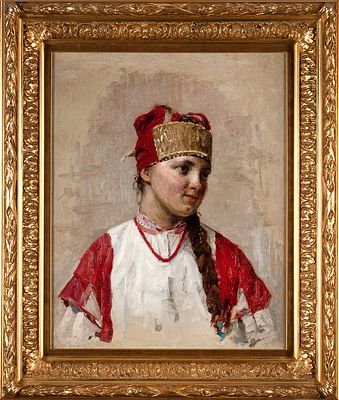 Розанов Николай Васильевич (1868–1940) &laquo;Портрет девушки в русском костюме&raquo;. 