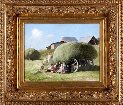 Пелевин Иван Андреевич (1840–1917) &laquo;Дети на сенокосе&raquo;. 1904. Фанера, масло 