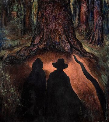 Фатеев Петр Петрович (1891–1971) &laquo;Лесное таинство&raquo;. 1910-е. Бумага, смешанная 