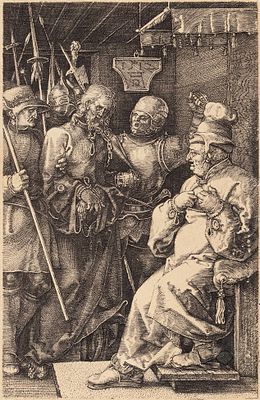 Альбрехт Дюрер (Albrecht D&uuml;rer) (1471–1528) &laquo;Христос перед Каиафой&raquo;. 