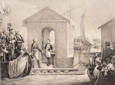 Неизвестный литограф &laquo;Встреча на Немане&raquo;. 1800-е. Бумага, литография, 26 