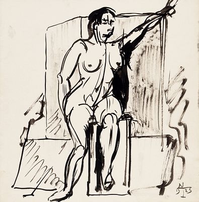 Тарханов Михаил Михайлович (1888–1962) &laquo;Натурщица&raquo;. 1925. Бумага, тушь, 22&times;21 