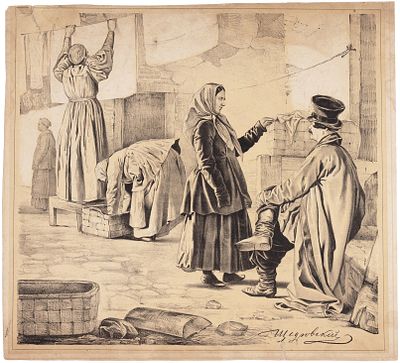 Щедровский Игнатий Степанович (1815—1870/1871) &laquo;Прачки и кучер&raquo;. 1840-е. 