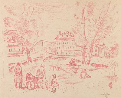Митрохин Дмитрий Исидорович (1883–1973) &laquo;Во дворе&raquo;. 1928. Бумага 