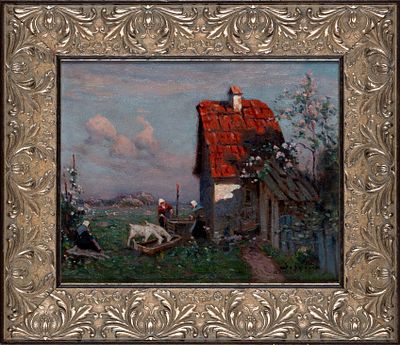 Зарубин Виктор Иванович (1866–1928) &laquo;Нормандский дворик&raquo;. 1920-е. Холст, масло 