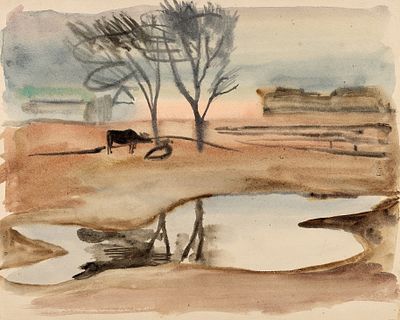 Купреянов Николай Николаевич (1894–1933) &laquo;Пейзаж с буйволом вдали&raquo;. 1931. 