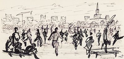 Лучишкин Сергей Алексеевич (1902–1989) &laquo;На катке&raquo;. 1980-е. Бумага, графитный 